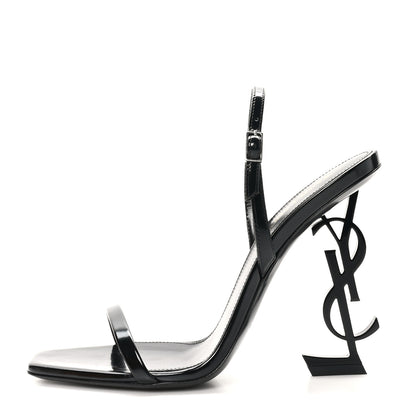 Saint Laurent Patent Calfskin Opyum 110 Sandals 37 Black 1 of 9