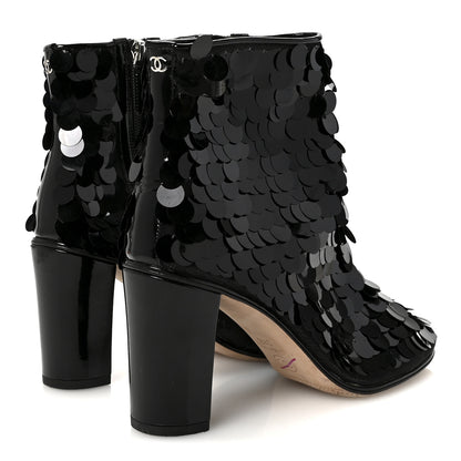 Chanel Sequin Mesh Boots 38.5 Black 5 of 9