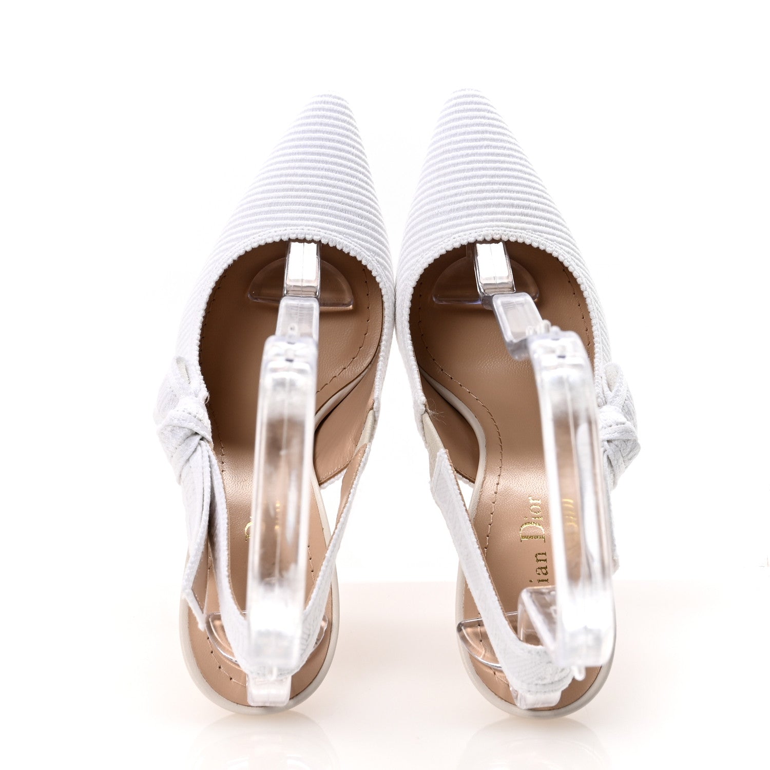 Christian Dior 編み込みレザー パンプス ホワイト 36 1/2 Christian Dior Technical Canvas Ribbon J Adior Slingback 100mm