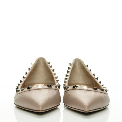 Valentino Garavani Pebbled Calfskin Rockstud Ballerina Flats 39 Poudre 2 of 6