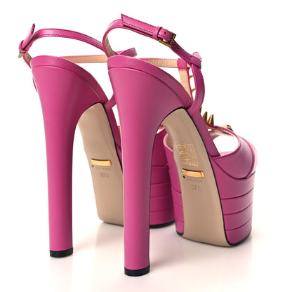 Gucci Malaga Kid Angel T-Strap Platform High Heel Sandals 37.5 Rododendro 4 of 7