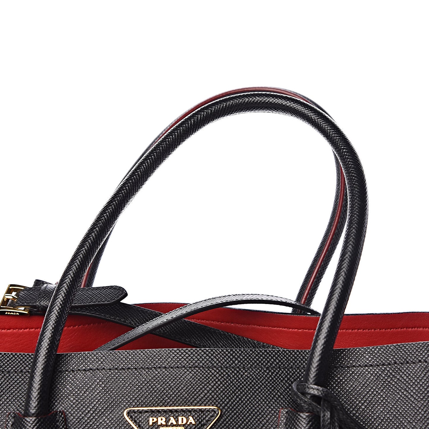 Saffiano Cuir Large Double Bag Black Fuoco