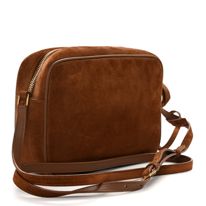 Saint Laurent Suede Studded Woven Monogram Lou Camera Bag Cinnamon 3 of 10