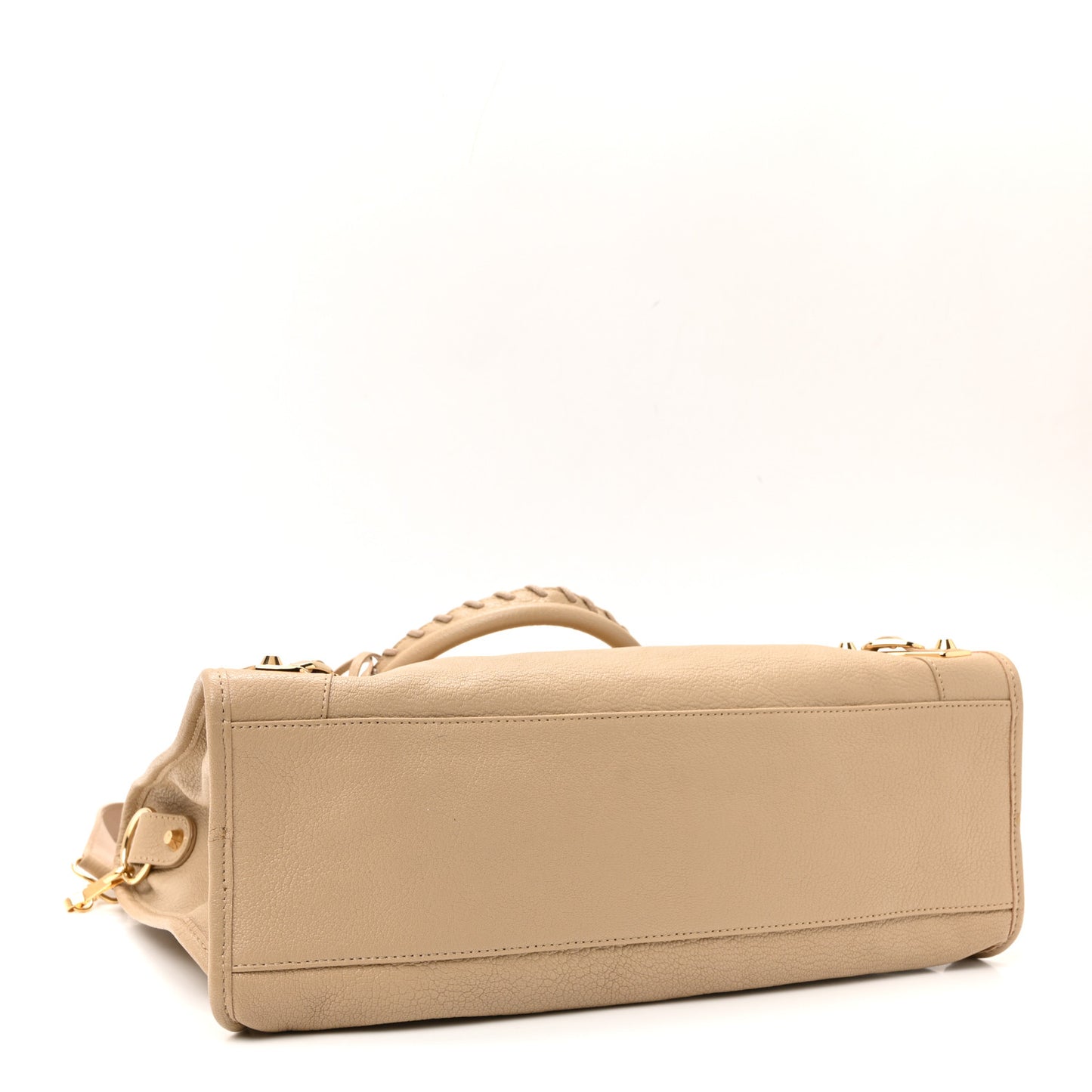 Shiny Goatskin Gold Metallic Edge Hardware City Beige Sahara
