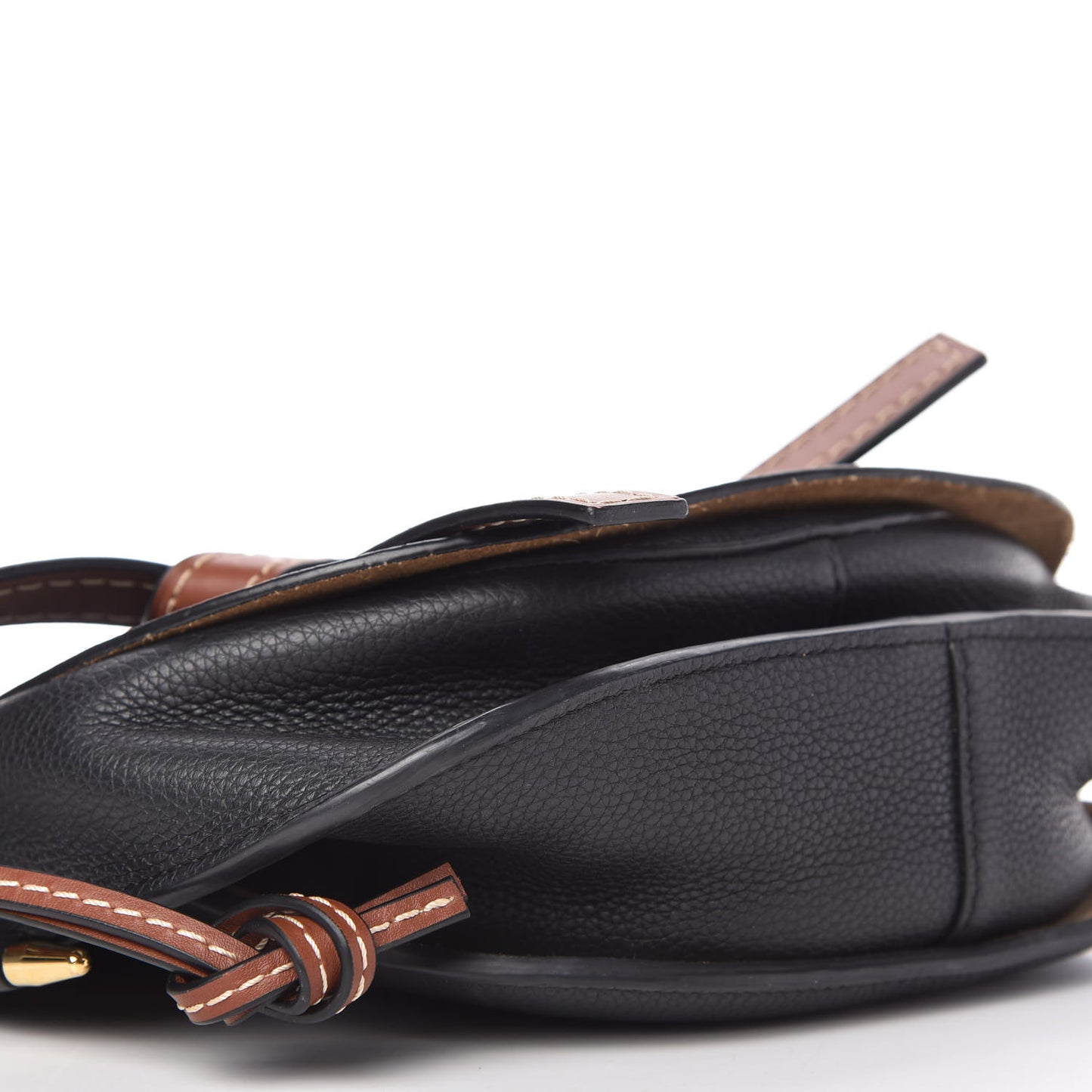 Grained Calfskin Small Gate Crossbody Bag Pecan Black