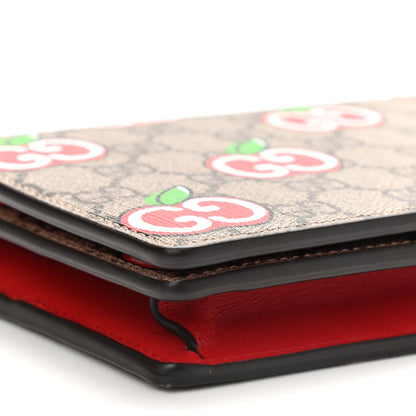Gucci GG Supreme Monogram Apple Chain Wallet Beige Multicolor Lobster Red 9 of 10