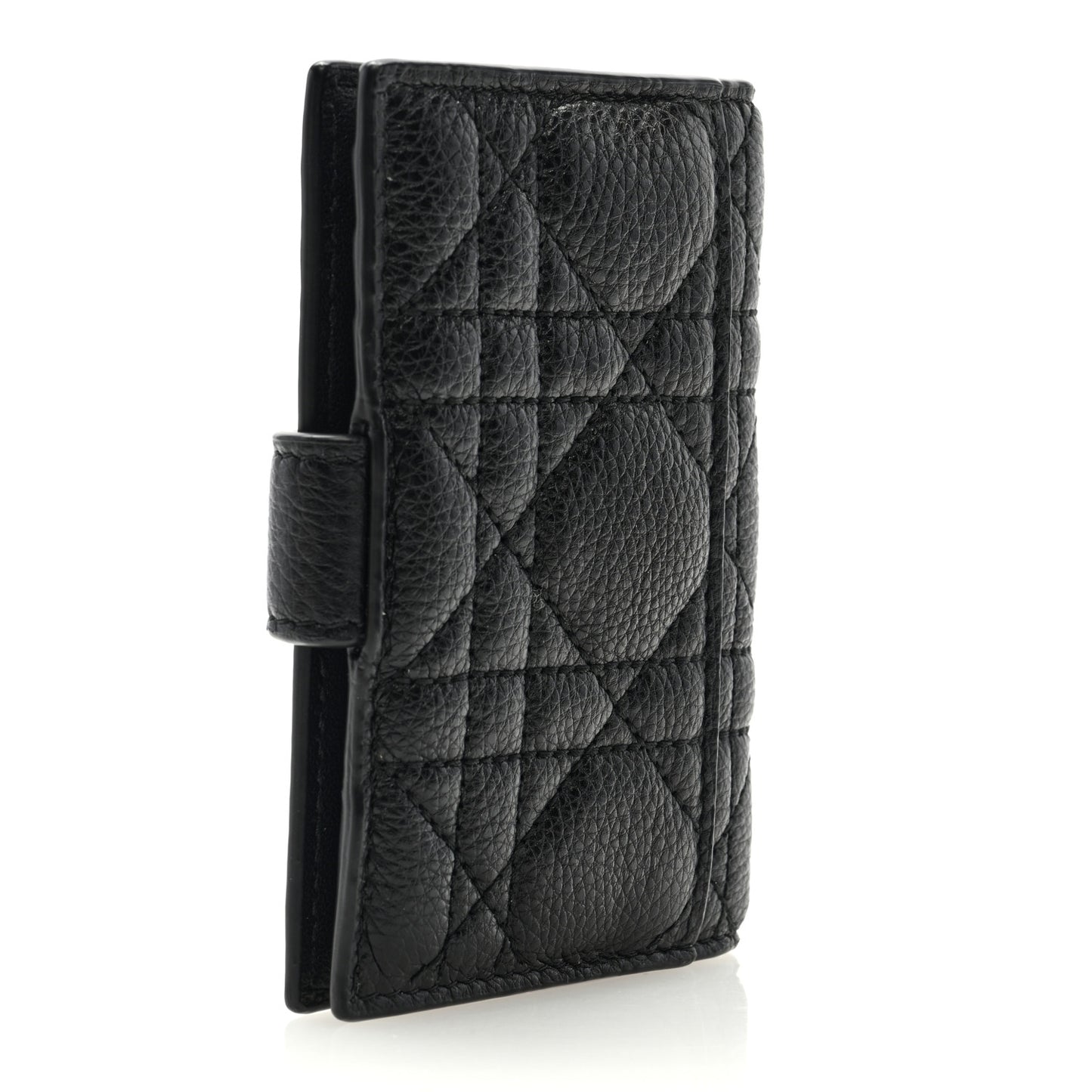 Supple Calfskin Cannage Caro Dandelion Card Holder Black