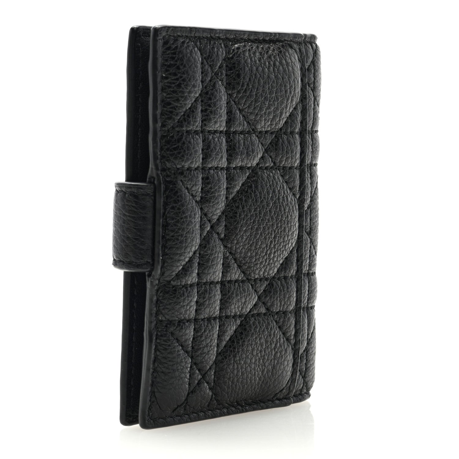 Christian Dior Supple Calfskin Cannage Caro Dandelion Card Holder Black 3 of 7