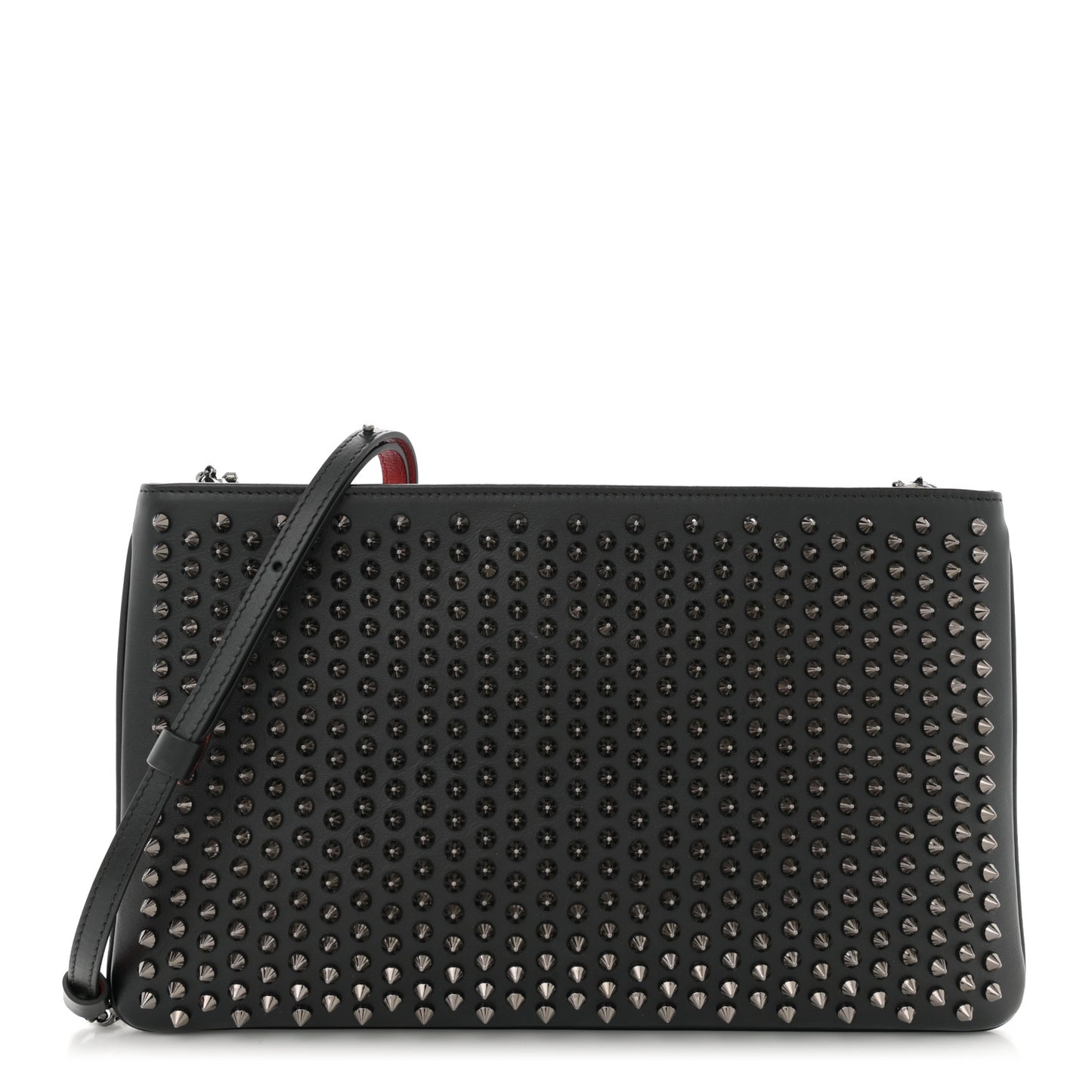 Calfskin Studded Loubiposh Clutch Black
