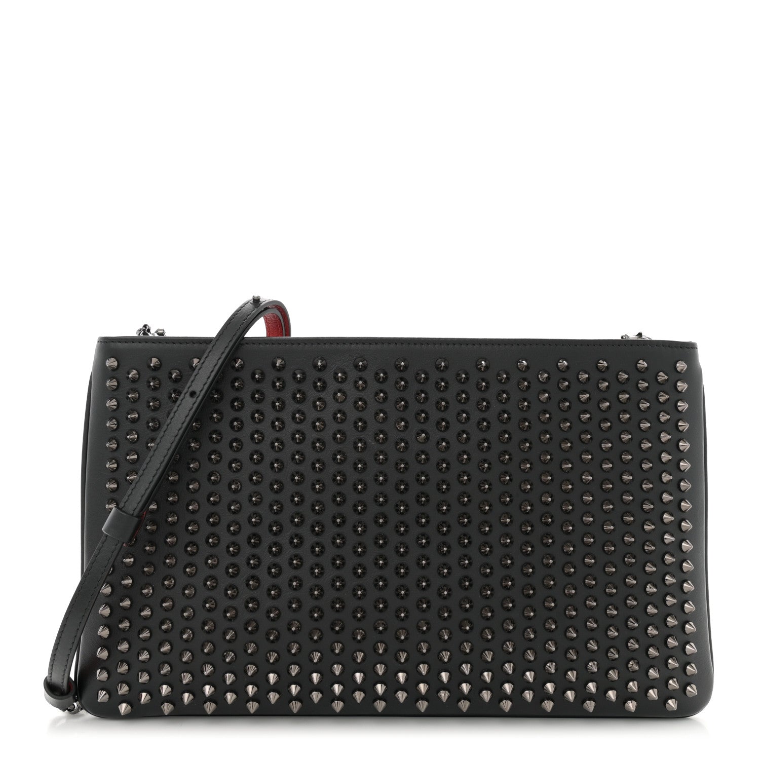 Christian Louboutin Calfskin Studded Loubiposh Clutch Black 1 of 11