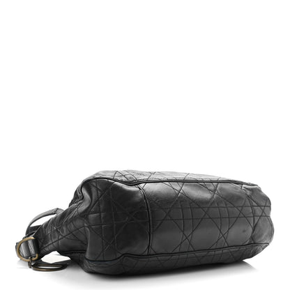 Christian Dior Lambskin Cannage Drawstring Bag Black 4 of 17
