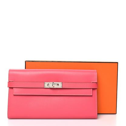 Hermes Tadelakt Kelly Longue Wallet Rose Lipstick 11 of 11