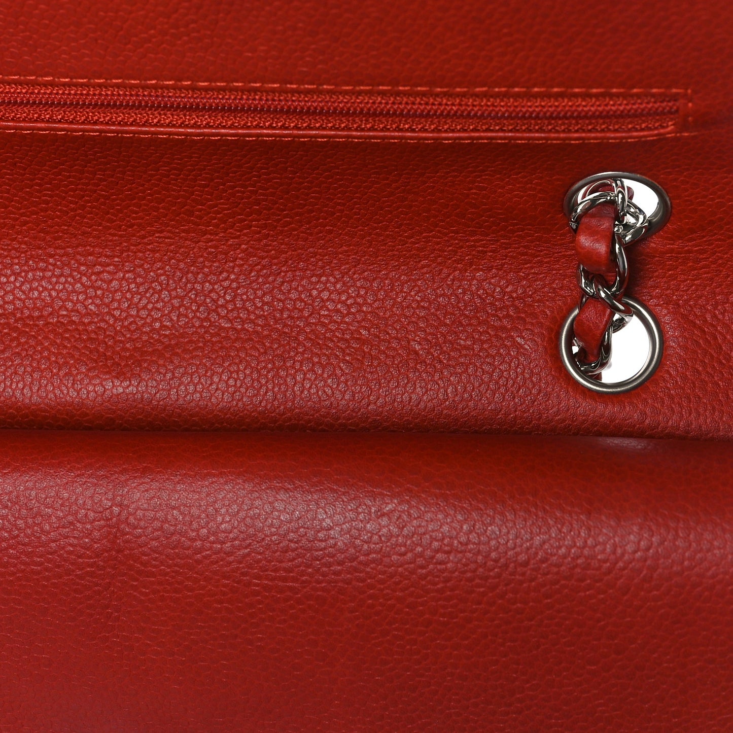 Caviar Quilted Medium Double Flap Red