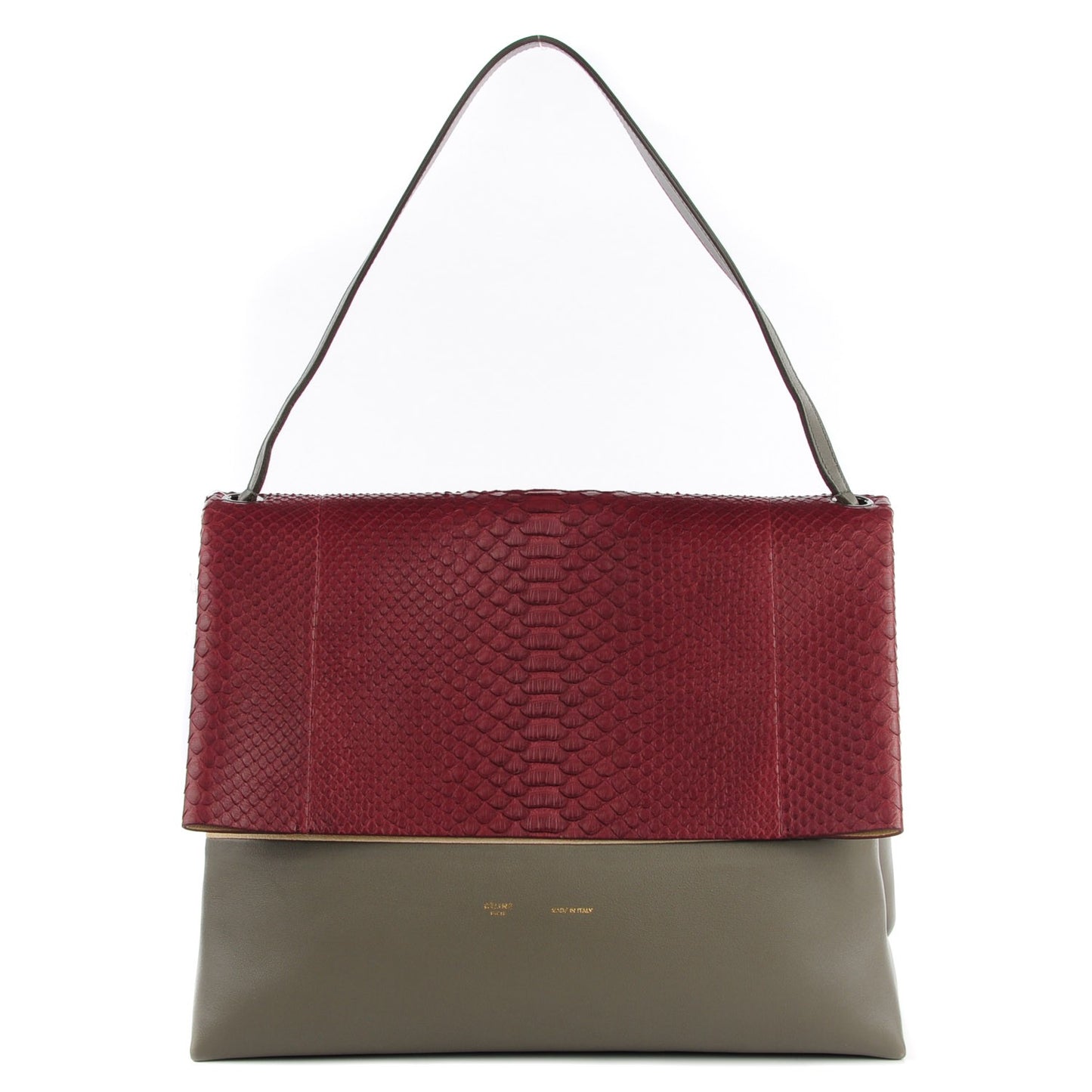 Python Calfskin All Soft Shoulder Bag Burgundy
