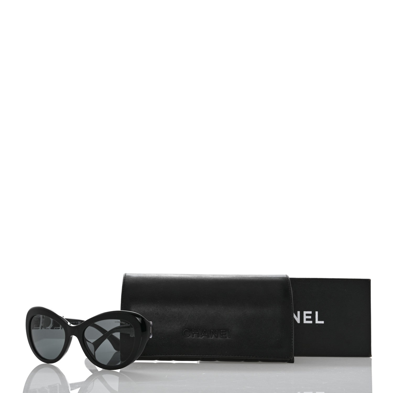 Chanel Acetate Glass Pearls Cat Eye Sunglasses 5443-H-A Black 8 of 8