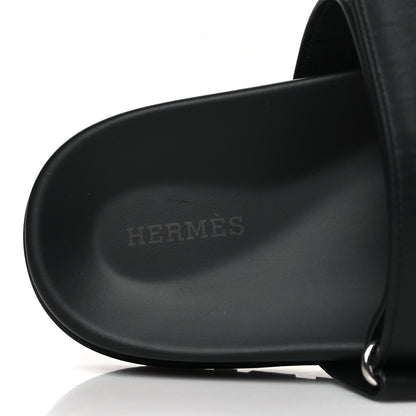 Hermes Calfskin Womens Chypre Sandals 40 Black 7 of 9