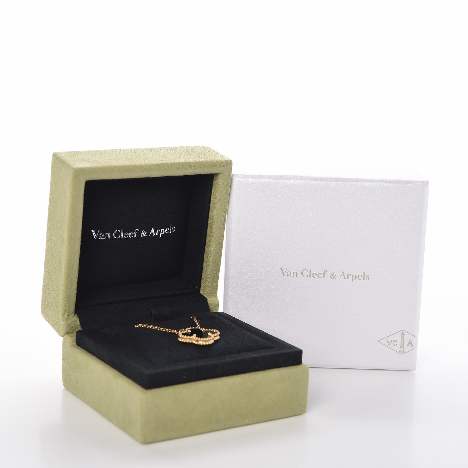 Van Cleef & Arpels 18K Yellow Gold Black Onyx Vintage Alhambra Pendant Necklace 8 of 8