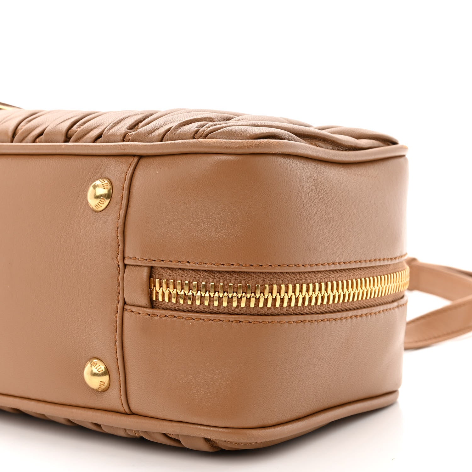 Miu Miu Nappa Matelasse Large Arcadie Top Handle Bag Caramel