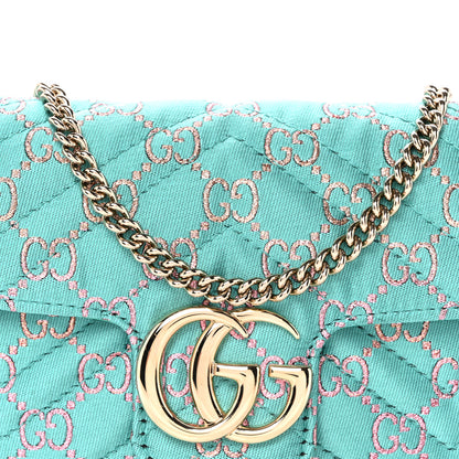 Gucci Canvas Lame GG Monogram Super Mini GG Marmont Shoulder Bag Turquoise Multicolor 8 of 10