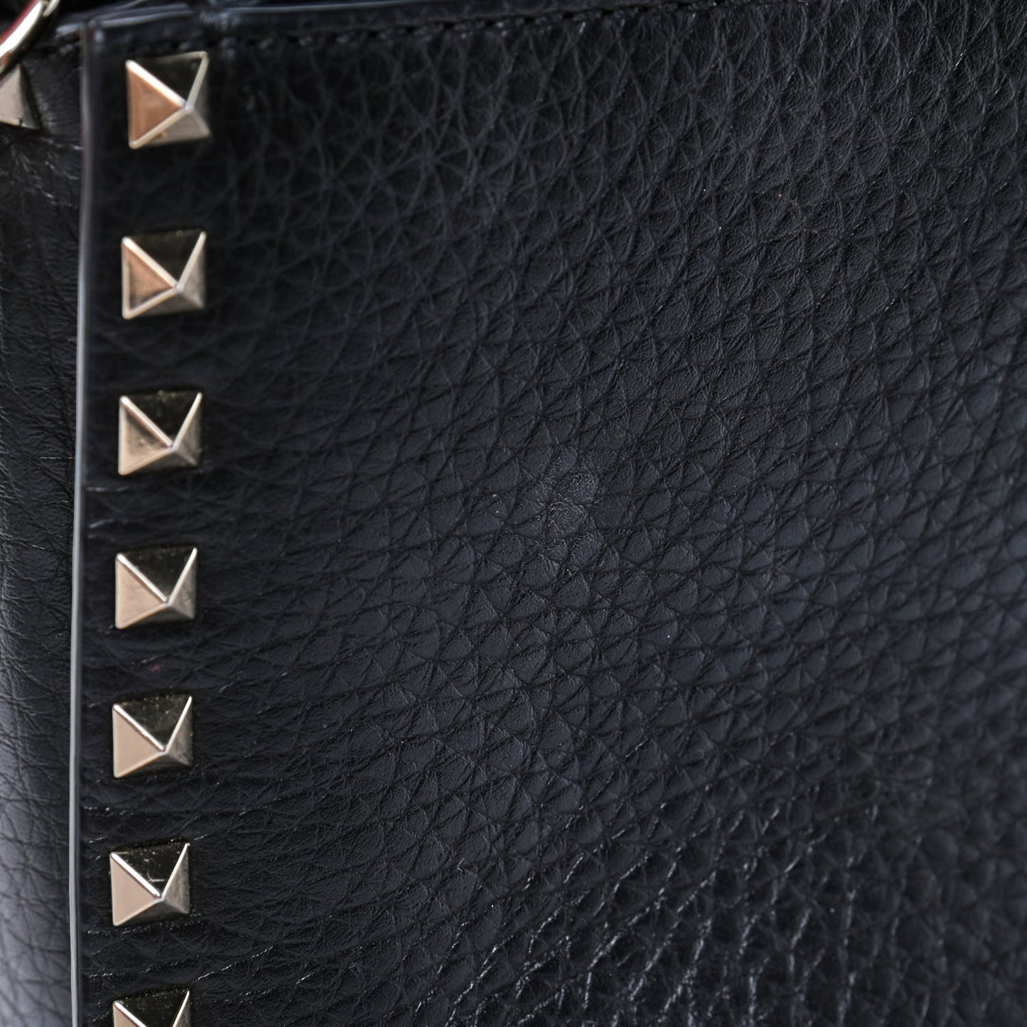 Pebbled Calfskin Small Rockstud Single Handle Flap Bag Black