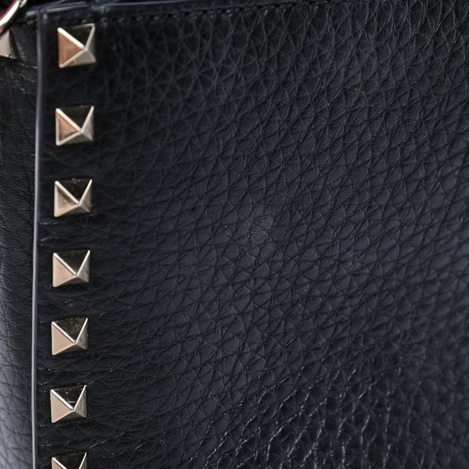 Valentino Garavani Pebbled Calfskin Small Rockstud Single Handle Flap Bag Black 6 of 7
