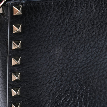 Valentino Garavani Pebbled Calfskin Small Rockstud Single Handle Flap Bag Black 6 of 7