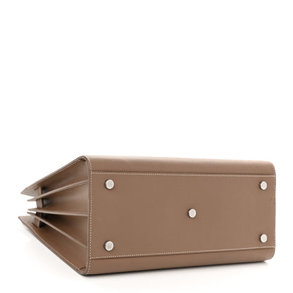 Saint Laurent Grained Calfskin Topstitch Small Classic Sac De Jour Taupe 4 of 16
