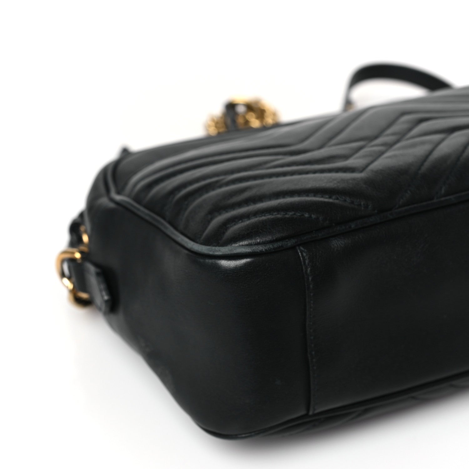 Gucci Calfskin Matelasse Medium GG Marmont Chain Shoulder Bag Black 8 of 9