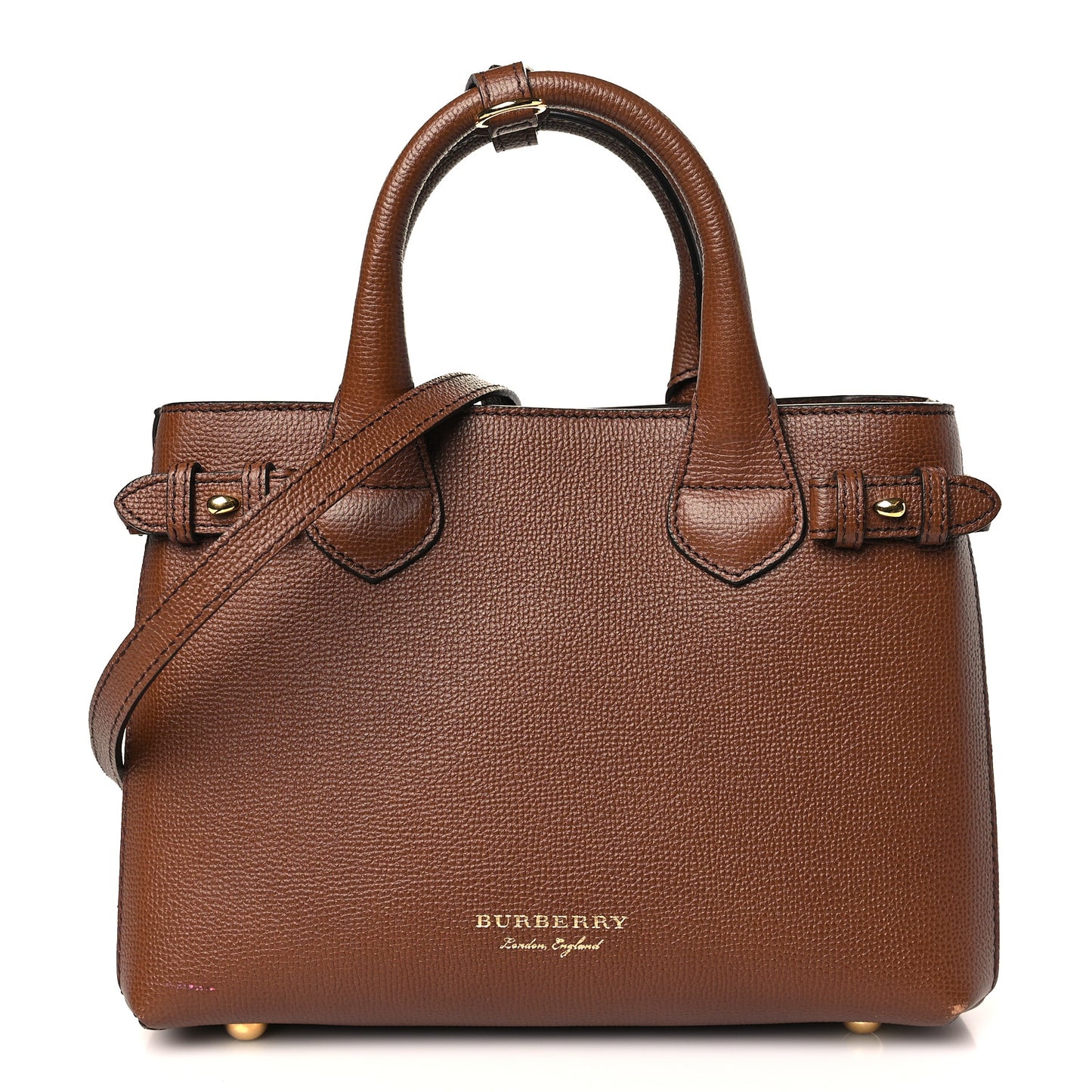 Derby Calfskin House Check Small Banner Tote Tan