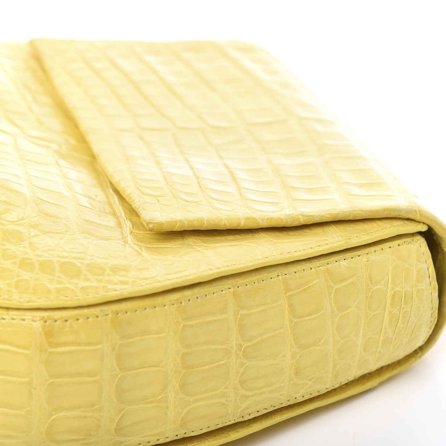 Crocodile Round Flap Top Crossbody Yellow