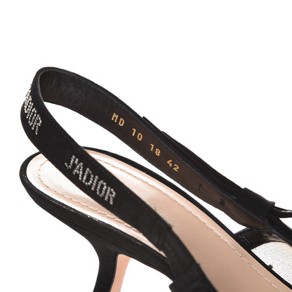 Christian Dior Mesh Plumetis Crystal Suede J'Adior Slingback 65mm Pumps 42 Nude Black 8 of 10