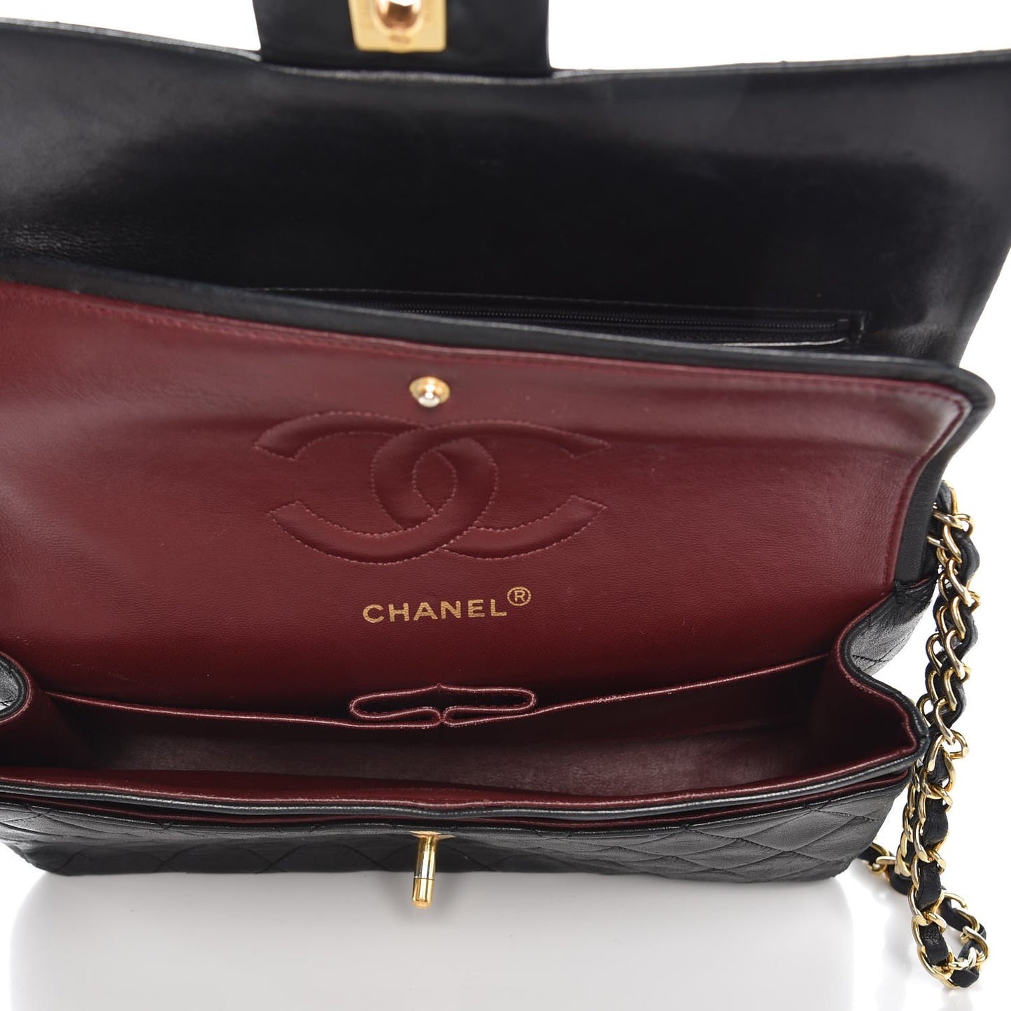 Lambskin Quilted Medium Double Flap Black