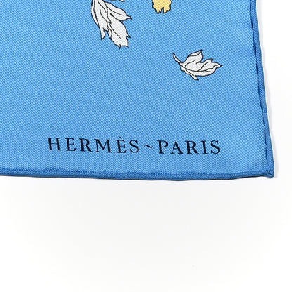 Hermes Silk Robe Legere Scarf 90 Bleu Azure Ocre Roux 3 of 7