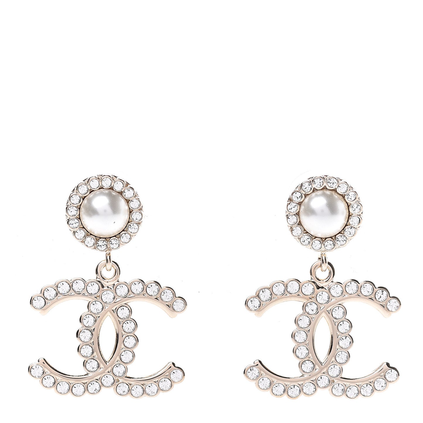 Crystal Pearl Bow-tiful CC Drop Earrings Gold