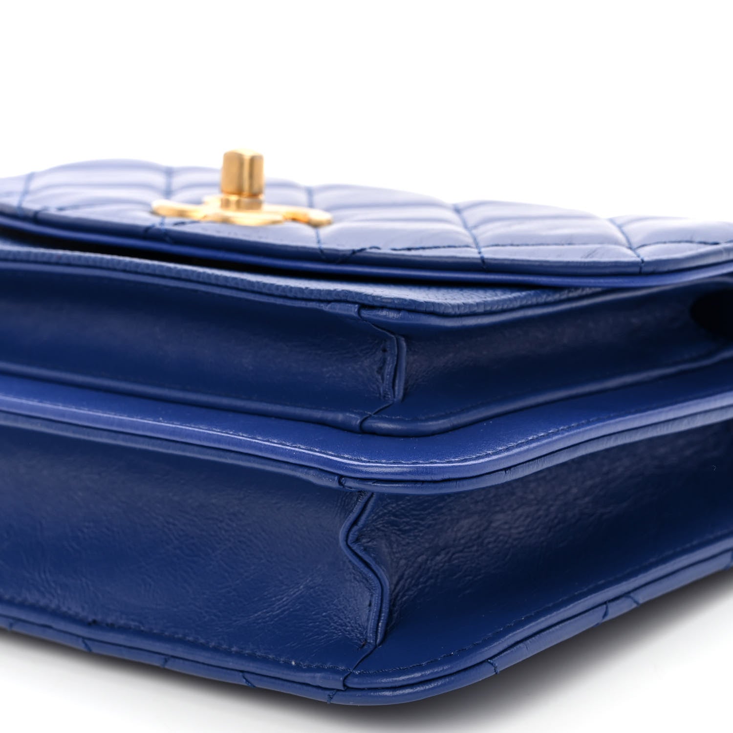 Chanel Calfskin Caviar Quilted Mini Chain Handle Flap Blue 10 of 10