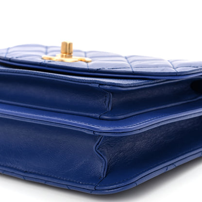 Chanel Calfskin Caviar Quilted Mini Chain Handle Flap Blue 10 of 10