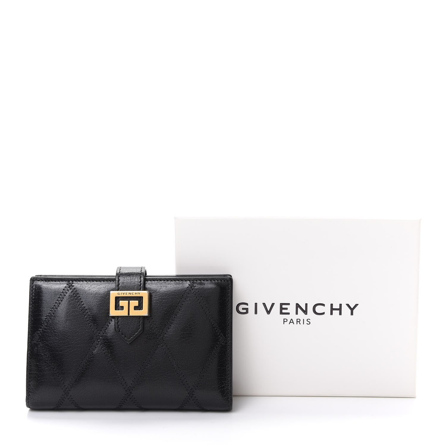 Givenchy Goatskin Diamond Quilted GV3 Medium Wallet Black 9 of 9
