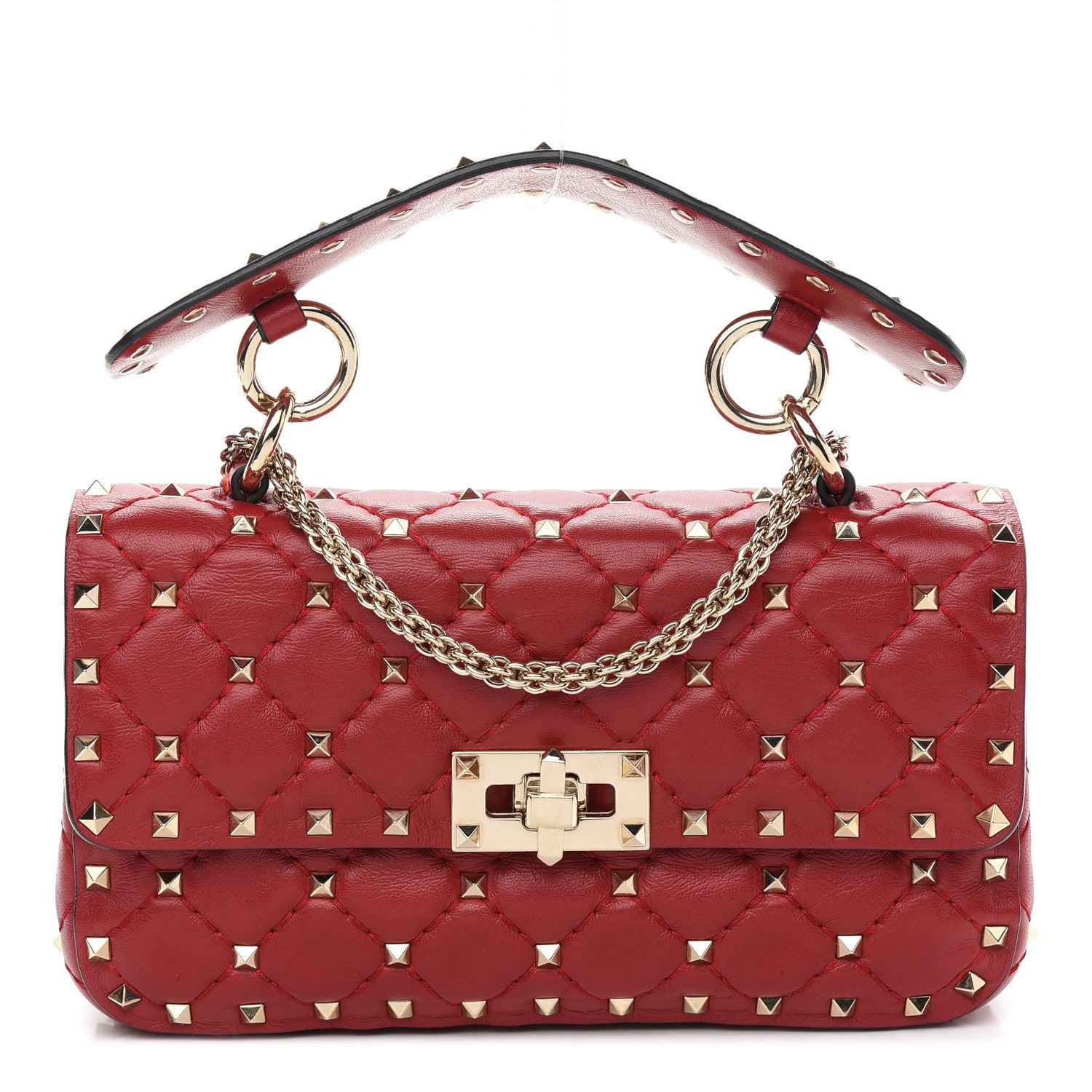 Valentino Garavani Nappa Small Rockstud Spike Shoulder Bag Rosso Valentino 1 of 9