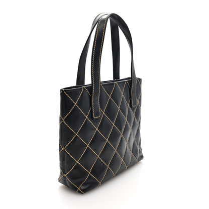 Chanel Calfskin Wild Stitch Tote Black 3 of 9
