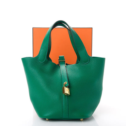 Hermes Taurillon Clemence Picotin Lock 18 PM Vert Vertigo 8 of 8
