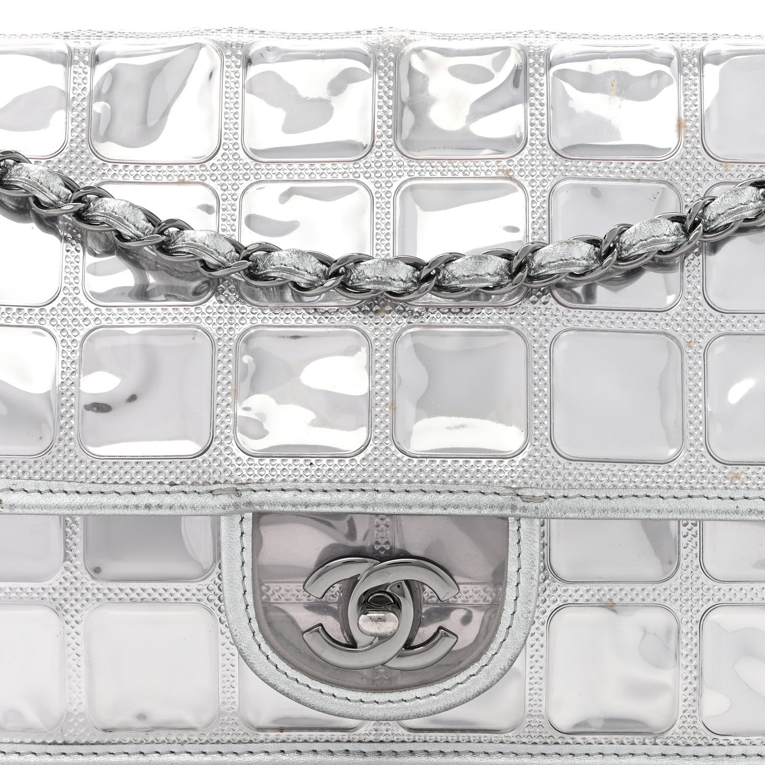Chanel Vinyl Large Ice Cube Flap Silver 8 of 15