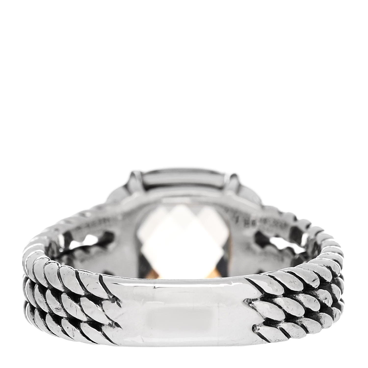 David Yurman Sterling Silver Diamond Prasiolite 10mm Petite Wheaton Ring 53 6.5 4 of 5