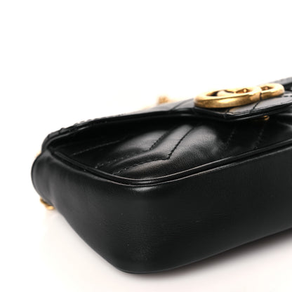 Gucci Calfskin Matelasse Super Mini GG Marmont Shoulder Bag Black 8 of 10