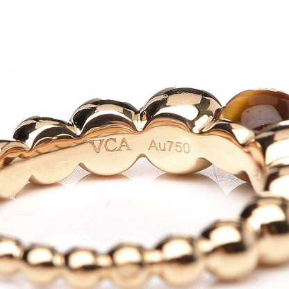 Van Cleef & Arpels 18K Yellow Gold Tiger's Eye Perlee Couleurs Variation Ring 50 5.25 5 of 9