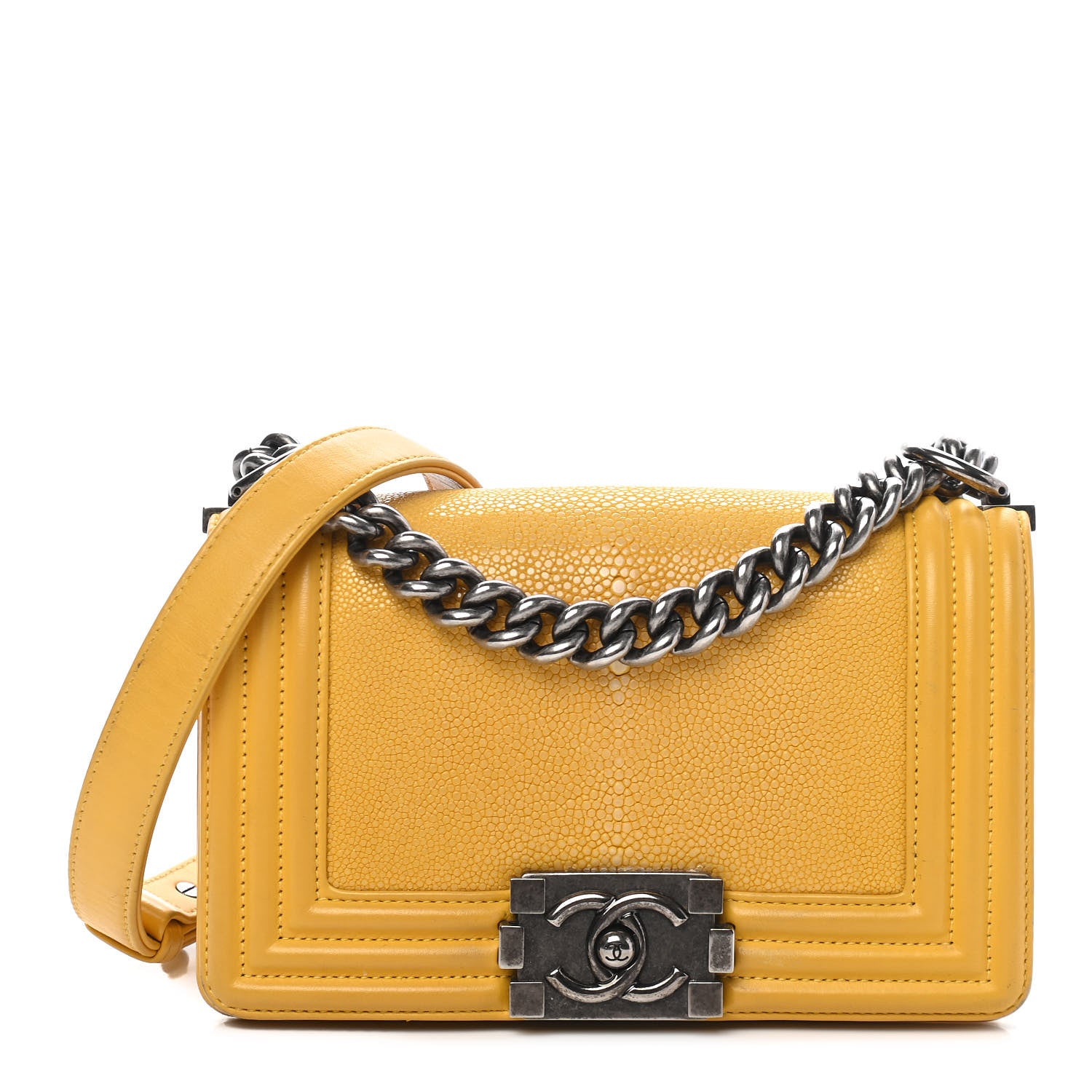 Chanel Galuchat Stingray Small Boy Flap Yellow 1 of 11