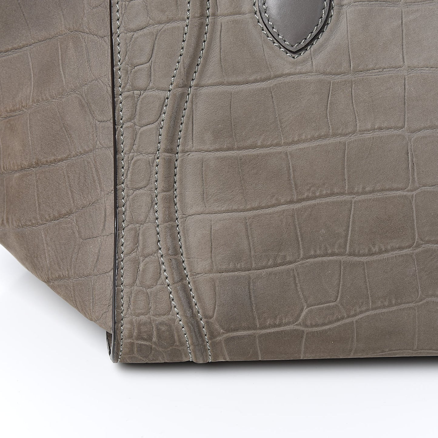 Crocodile Embossed Nubuck Medium Phantom Luggage Grey