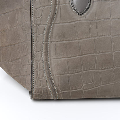 Celine Crocodile Embossed Nubuck Medium Phantom Luggage Grey 11 of 12