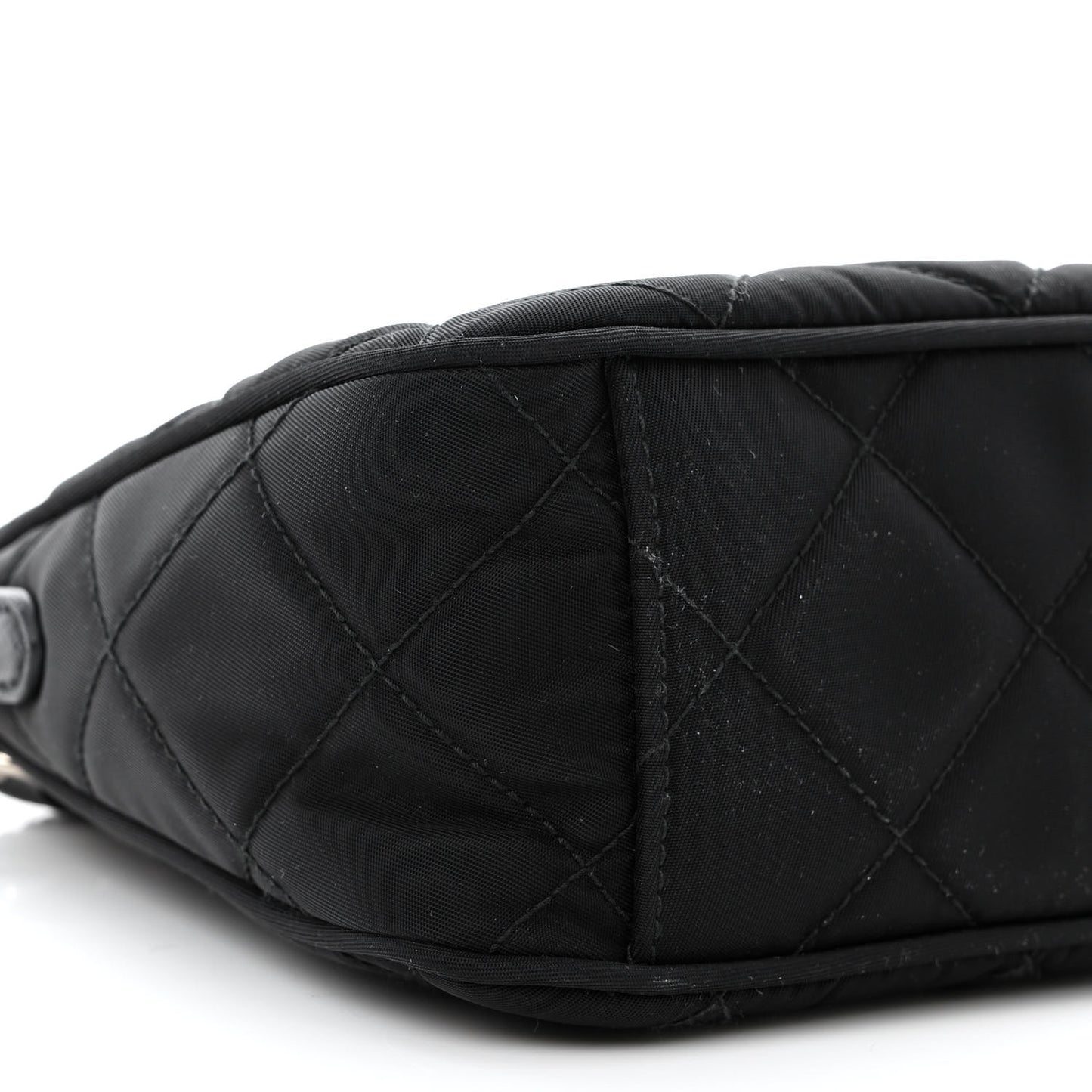 Nylon Tessuto Impuntu Quilted Crossbody Bag Black