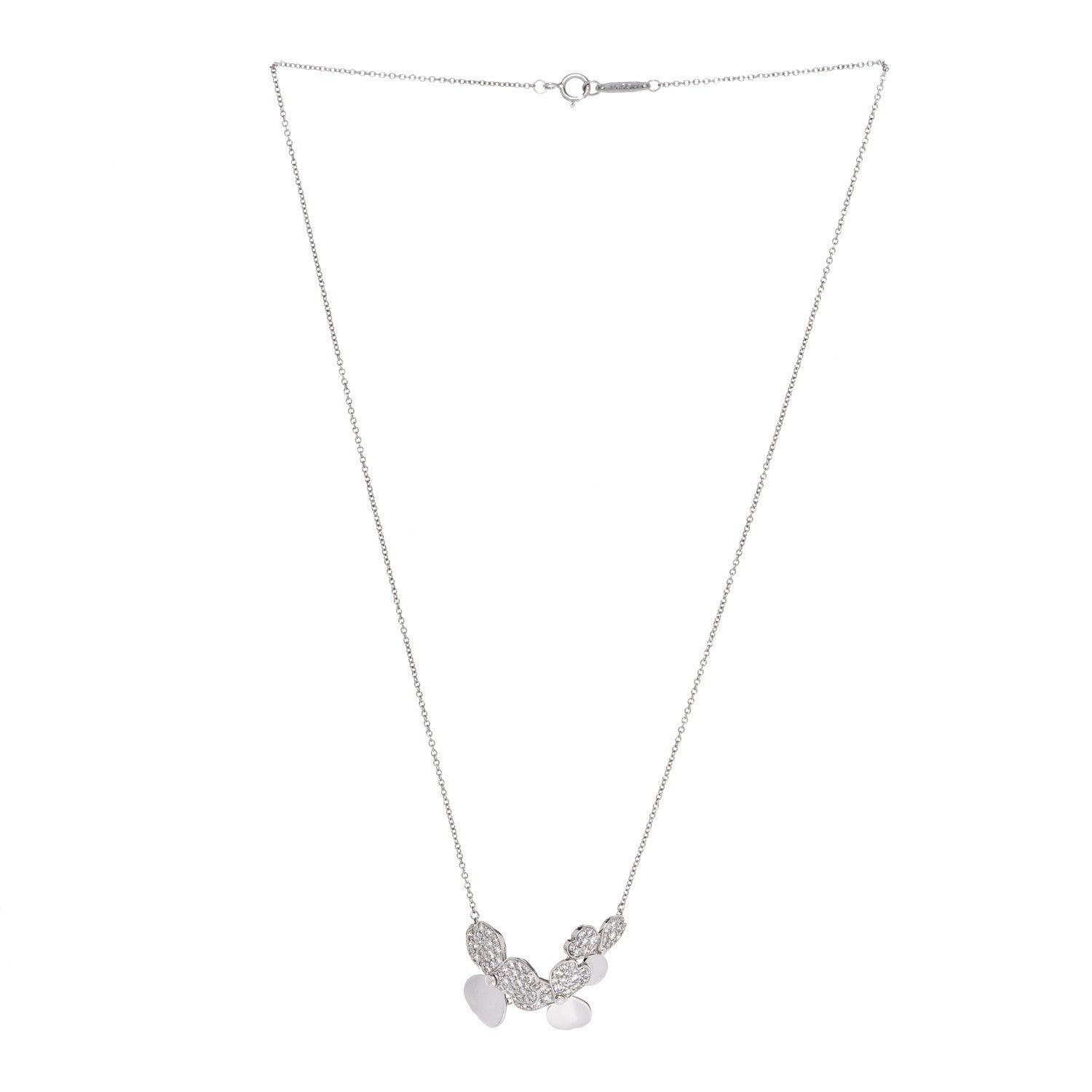 Tiffany Platinum Diamond Mini Paper Flowers Cluster Pendant Necklace 3 of 6
