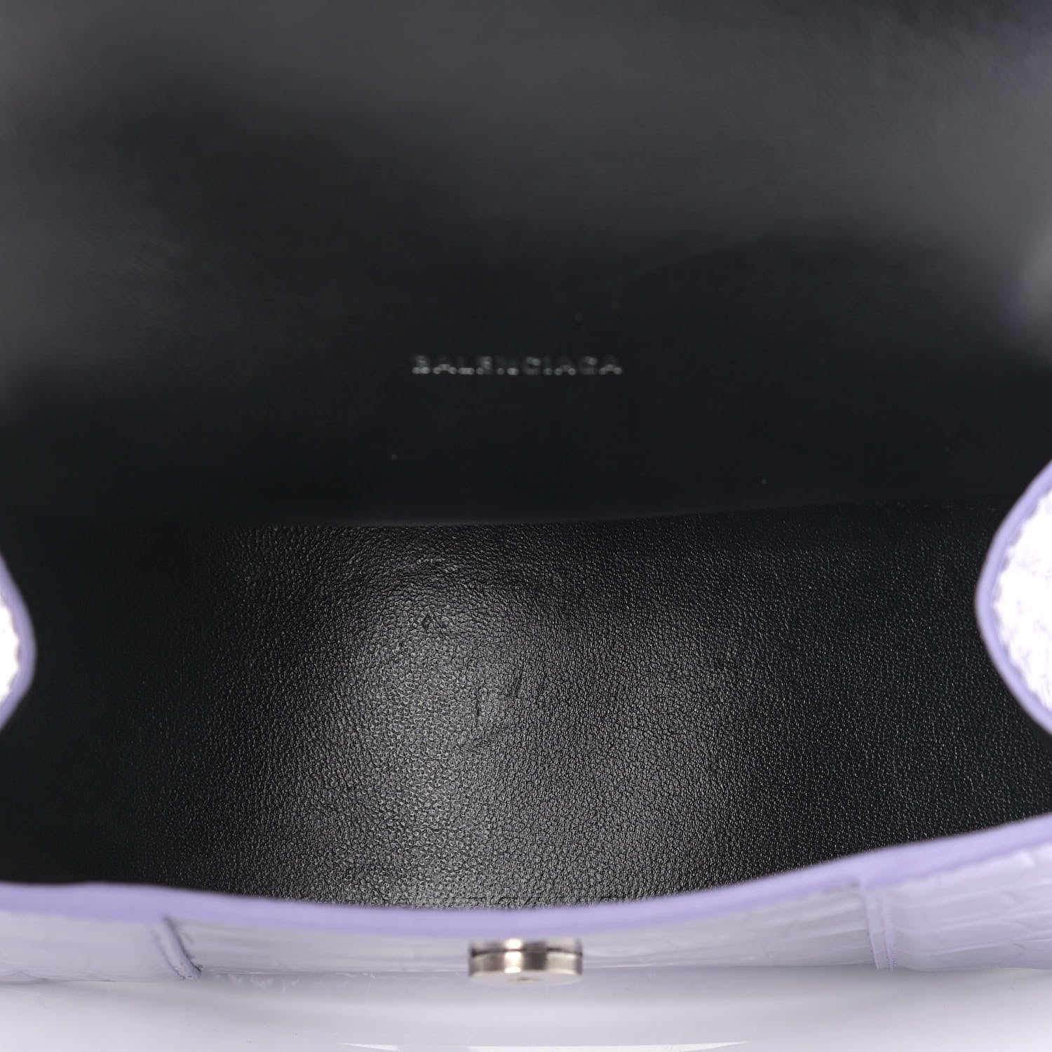 Balenciaga Metallic Calfskin Crocodile Embossed Hourglass Top Handle Bag XS Lilac 8 of 11
